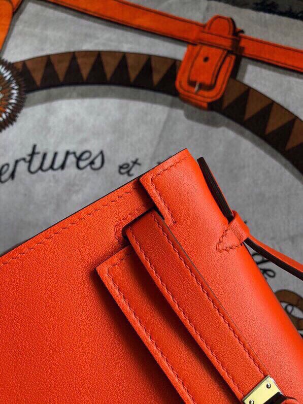 에르메스 미니 켈리백22 오렌지 은장 스위프트